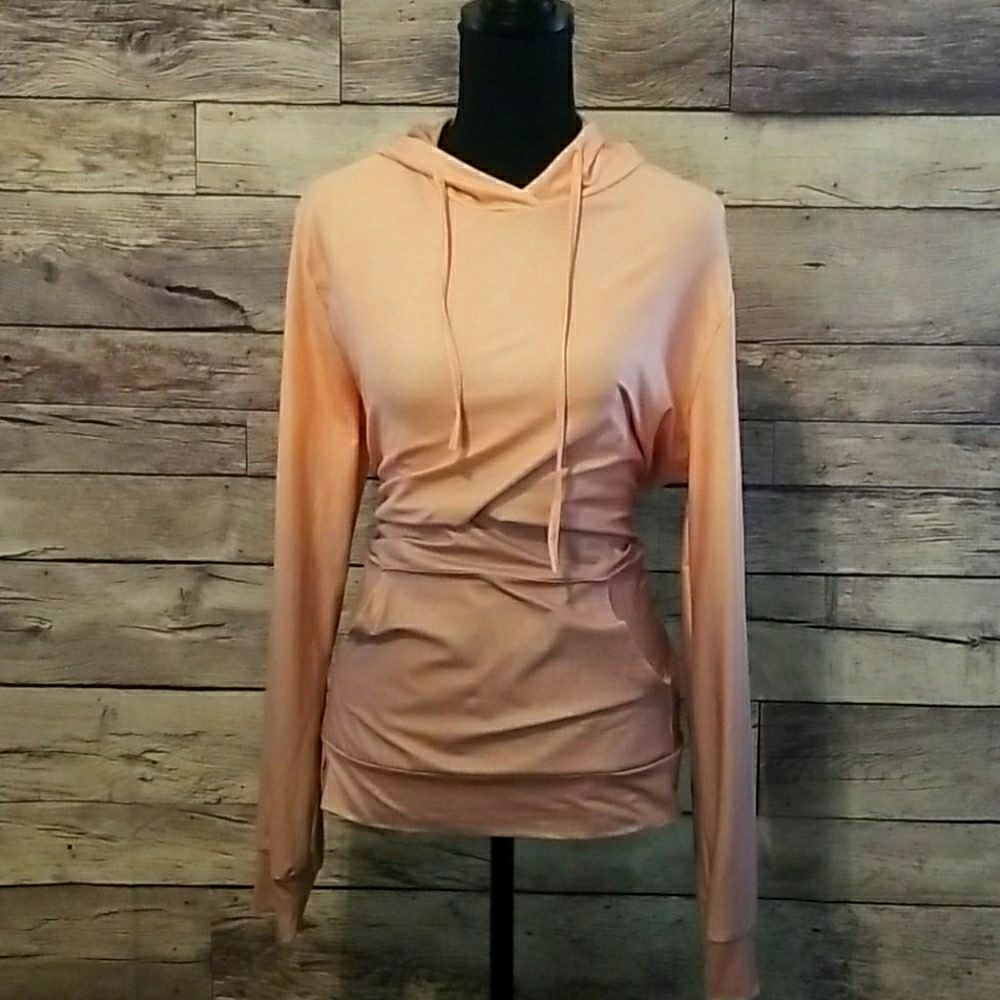 Coral Pink & Gray Hoodie